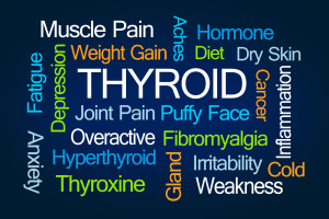 Thyroid Word Cloud on Blue Background